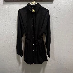 Elegant Black Shirt Dress with built-in shorts